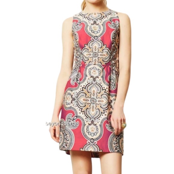Anthropologie Moulinette Soeurs Geidi Pink Print Sheath Dress Sz 4 - Picture 2 of 16